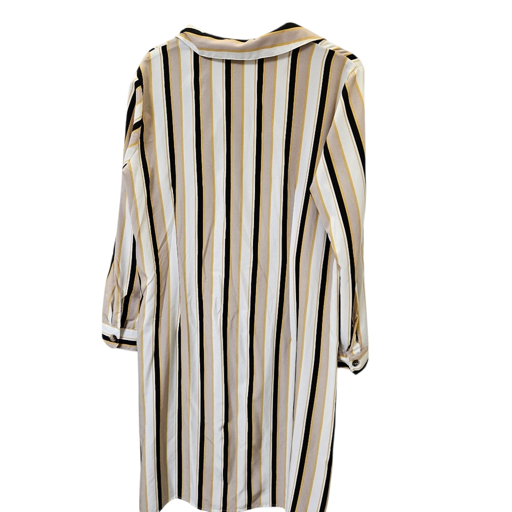 NY Collection Striped Button-Down Shirt Dress Size L - Picture 8 of 13